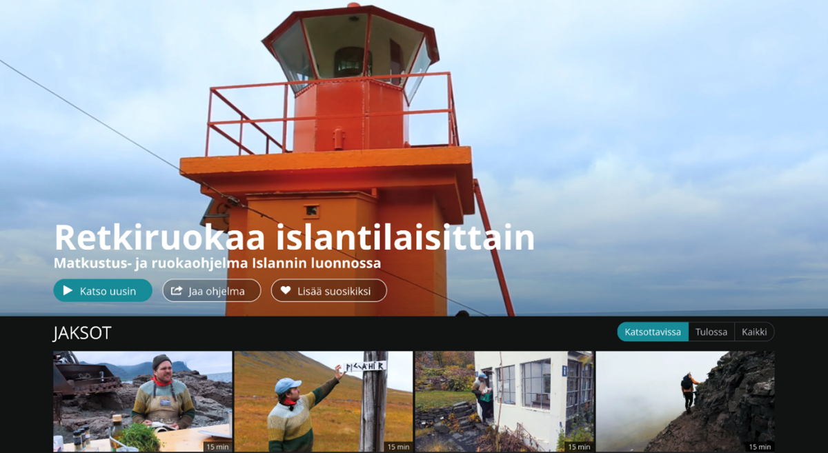 Skjáskot af vefsíðu finnska ríkisútvarpsins þar sem Soð í Dýrafirði er til sýninga um þessar mundir.