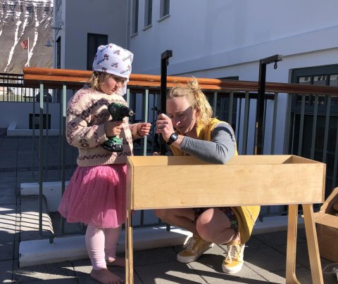 Orla Mallon vinnur að verkefni sínu Sustainable Aquaponics for Community Development sem hlaut styrk…