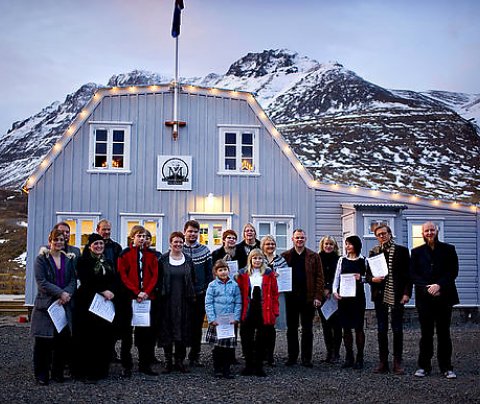 Frá afhendingu styrkja í Melrakkasetri Íslands í Súðavík í desember síðastliðnum - ljósm. Brian Berg