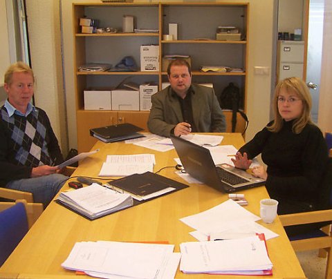 Ingibergur, Jón og Ragnheiður Jóna á vinnufundi á Hvammstanga