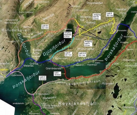 Yfirlitsmynd af veglínum - af vef Vegagerðarinnar