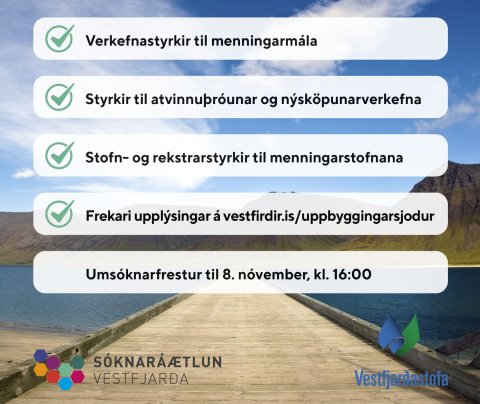 Vinnustofur um gerð umsókna fyrir Uppbyggingarsjóð Vestfjarða